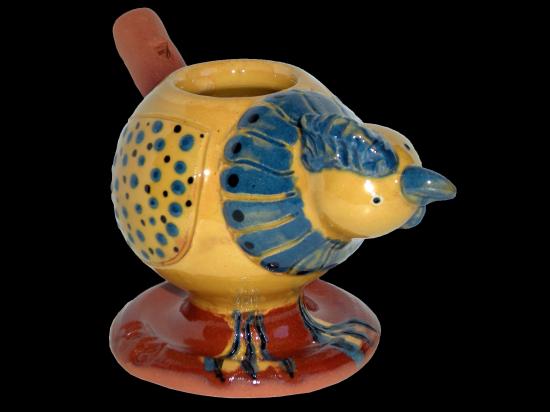 Poule Siffleuse Jaune Plumes Cobalt