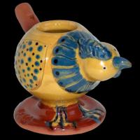 Poule Siffleuse Jaune Plumes Cobalt